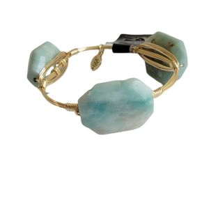 NEW Bourbon and Bowties The Pusta Bangle - Bracelet Gold & Green Stone